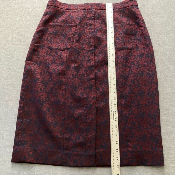 Libby London Chester Jacquard Skirt Career Pencil Navy Burgundy UK 12 US 8 - Picture 7 of 11
